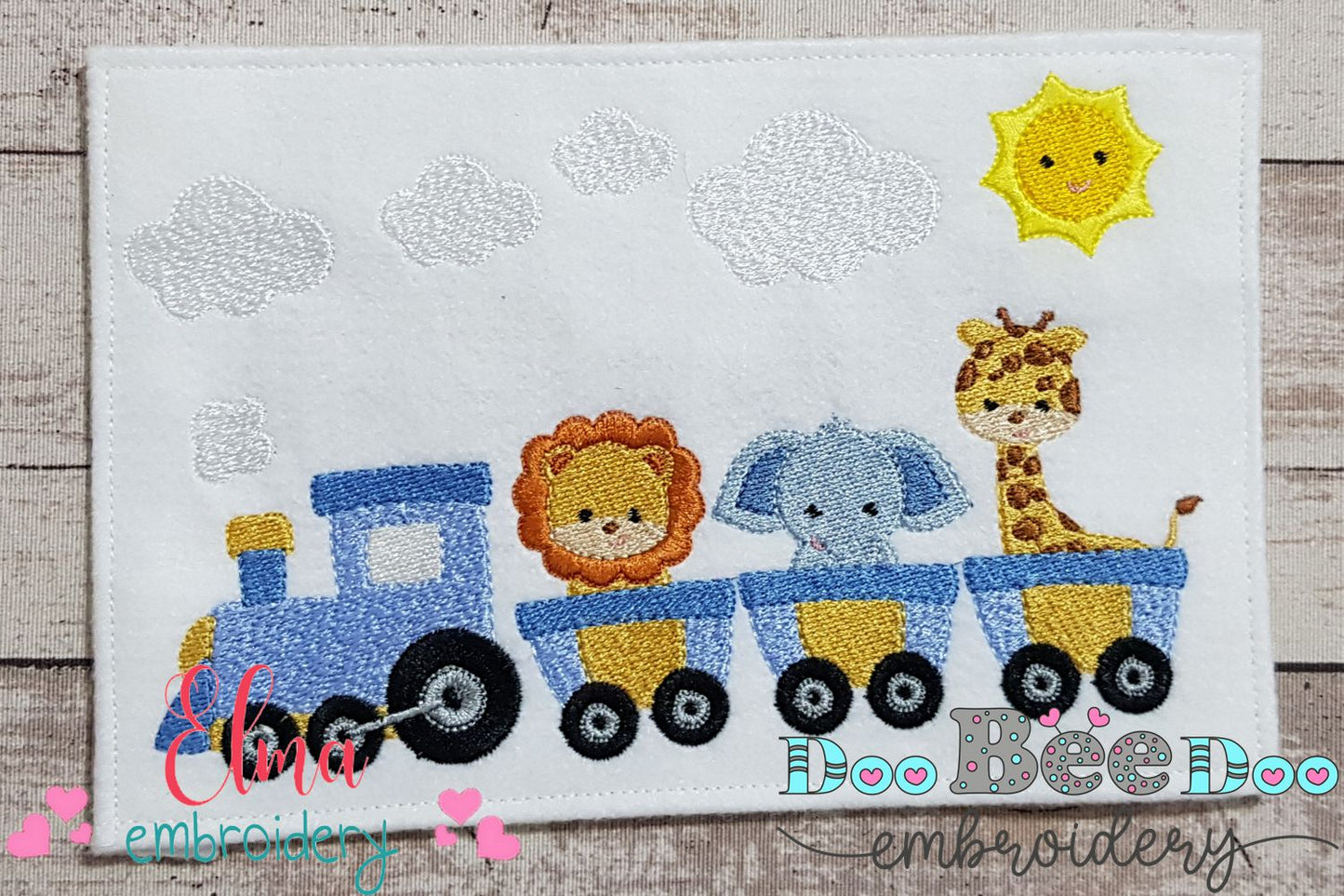 Safari Animals Train - Fill Stitch - Machine Embroidery Design