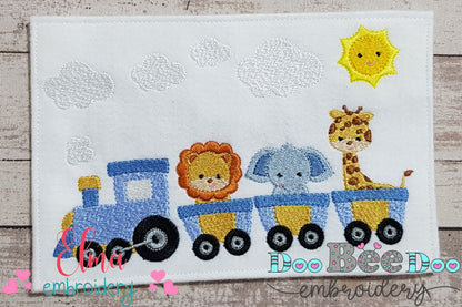 Safari Animals Train - Fill Stitch - Machine Embroidery Design