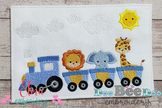 Safari Animals Train - Fill Stitch - Machine Embroidery Design