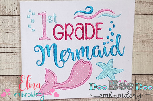 1st Grade Mermaid - Applique-Machine Embroidery Design