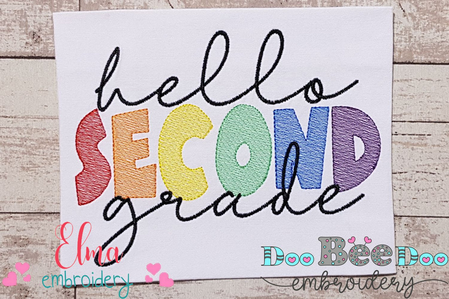 Hello Second Grade - Rippled Stitch