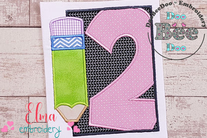 2nd Grade Pencil Frame - Applique-Machine Embroidery Design