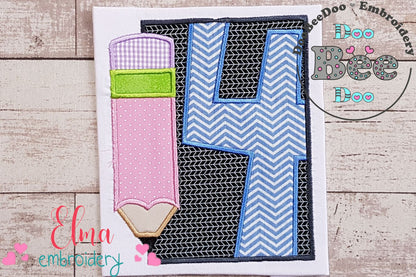 4th Grade Pencil Frame - Applique