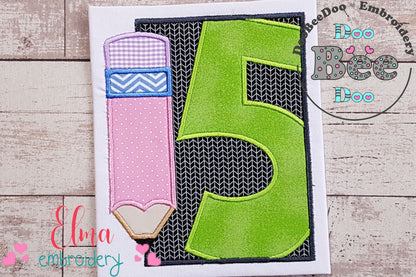 5th Grade Pencil Frame - Applique