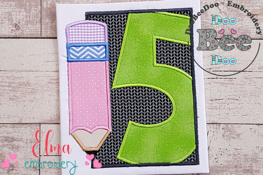 5th Grade Pencil Frame - Applique