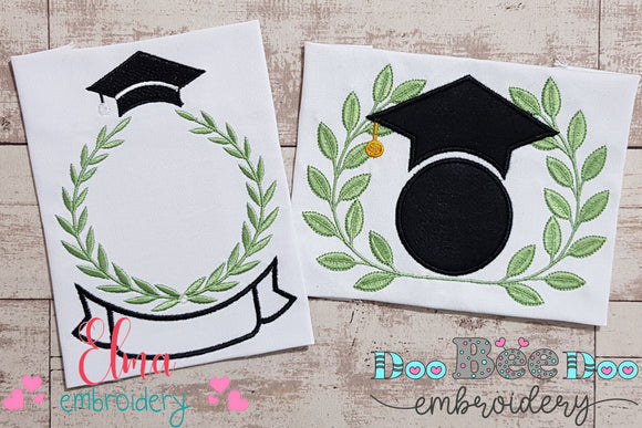 Graduation Frame and Cap - Applique & Fill Stitch - Set of 2 designs
