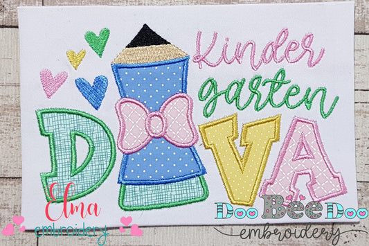 Pencil Kindergarten Diva - Applique