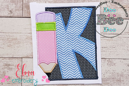 Kindergarten Preschool Pencil Frame - Applique