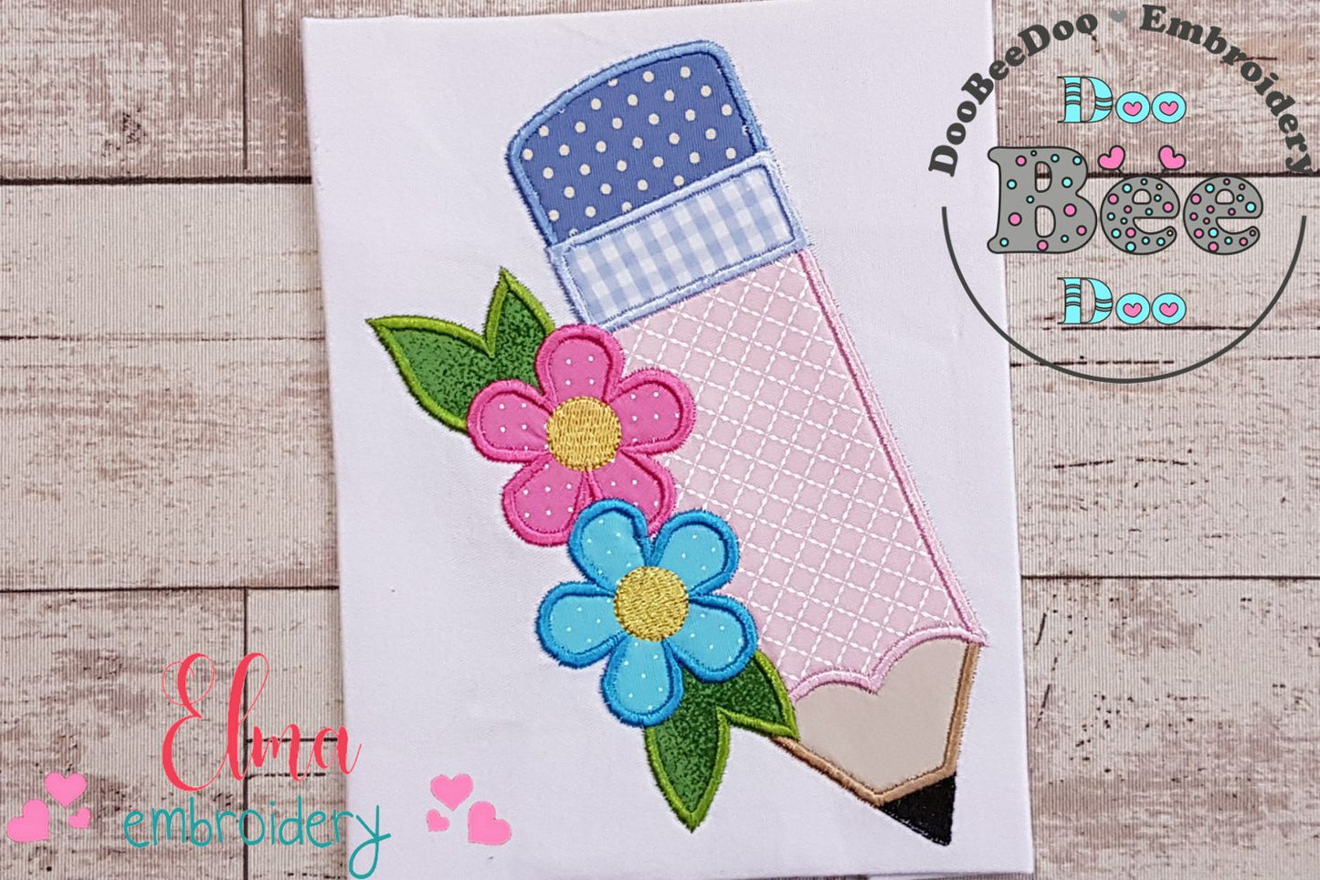 Pencil with Flowers - Applique