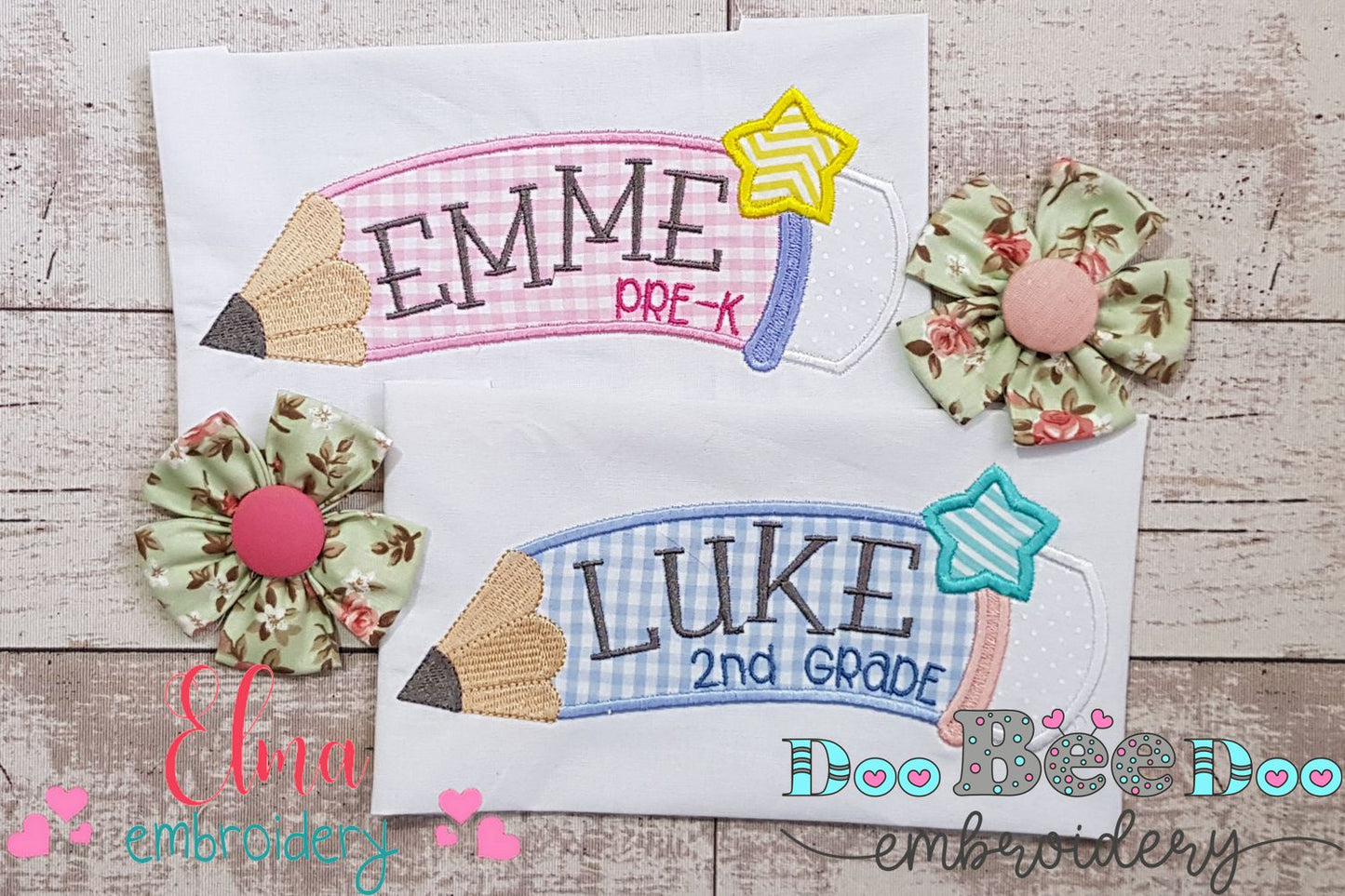 Curved School Pencil - Applique