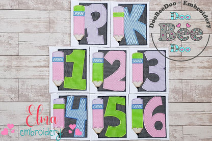 Preschool Pre-K to 6th Grade Pencil Frame Back to School - Applique
