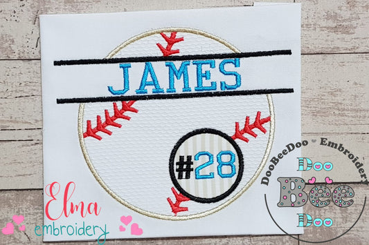 Split Baseball Name and Number - Applique