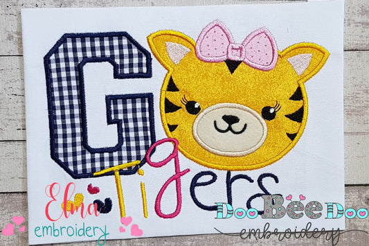 Go Tigers Cute Girl - Applique