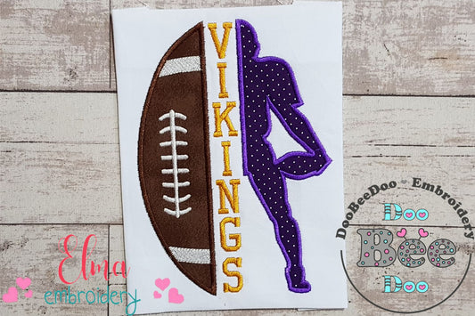 Football Vikings Player and Ball - Applique