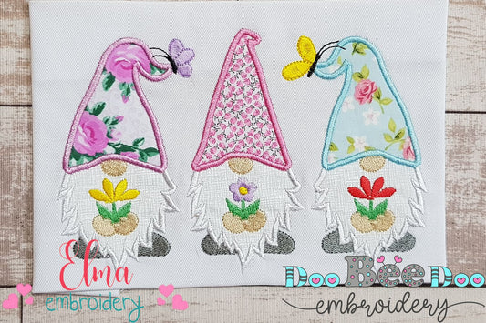Three Spring Gnomes - Applique