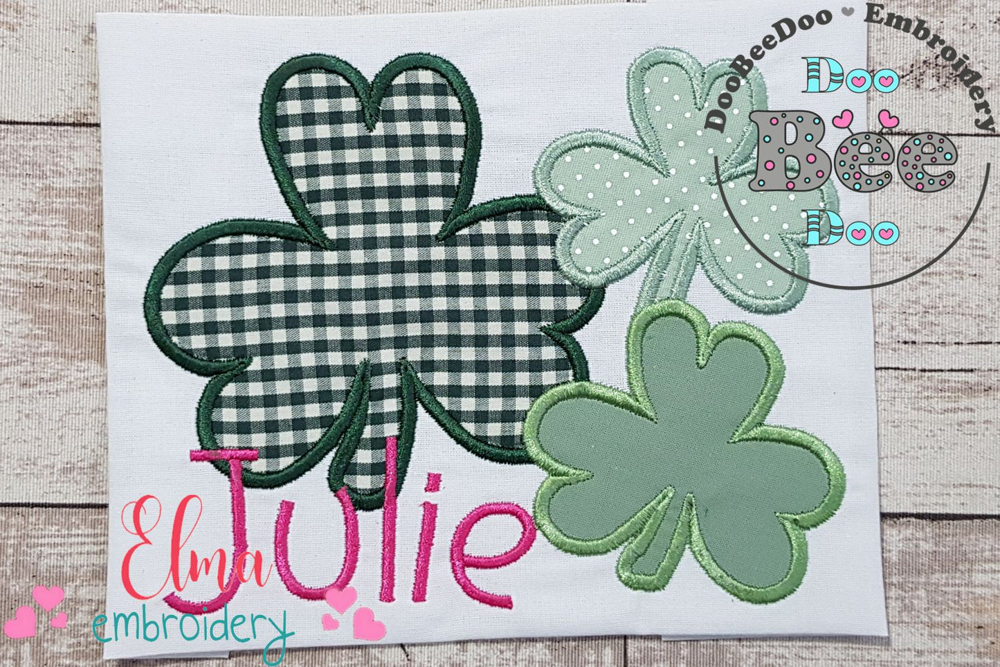 Three Shamrock Clovers - Applique