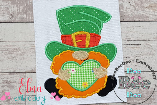 St. Patrick's Gnome Big Hat - Applique - Machine Embroidery Design