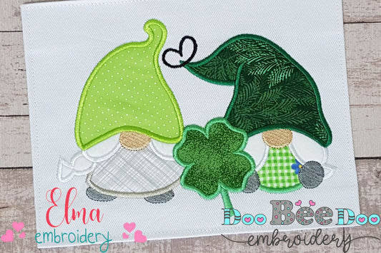 Two St. Patrick's Gnomes - Applique - Machine Embroidery Design