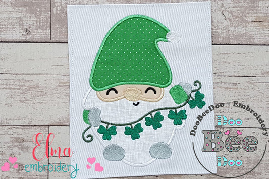 St. Patrick's Gnome Smiling - Applique - Machine Embroidery Design