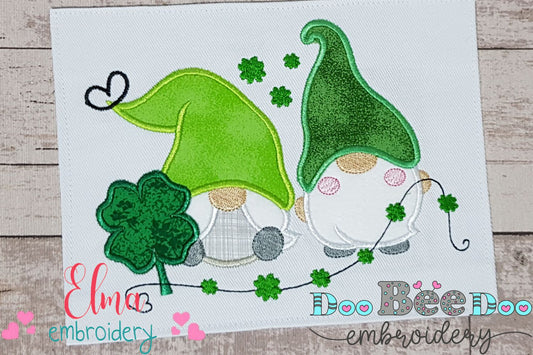 Two St. Patrick's Gnomes - Applique