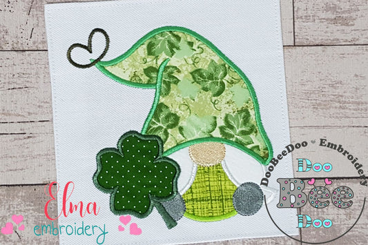 St. Patrick's Gnome with Hat - Applique - Machine Embroidery Design