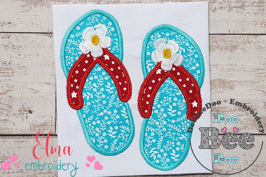 Summer Flip Flops - Applique - Machine Embroidery Design