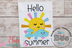 Colorful Happy Sun Hello Summer - Applique - Machine Embroidery Design