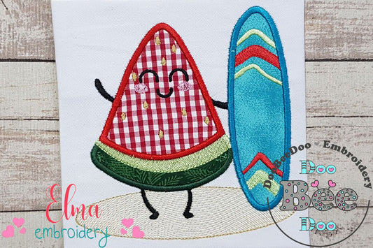Summer Watermelon Surfer - Applique