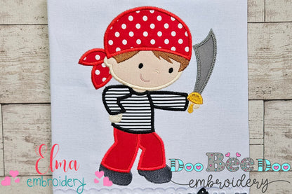 Cute Pirate Boy and Sword - Applique