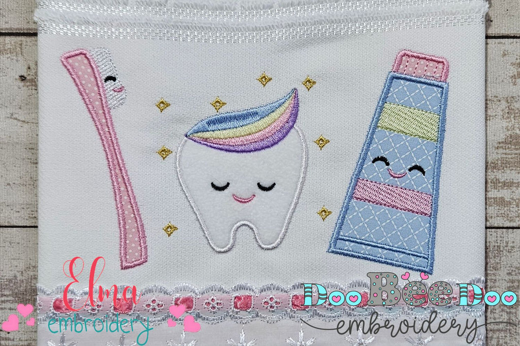 Brush, Teeth and Tooth Paste - Applique