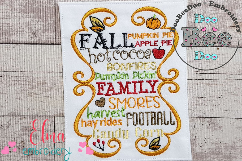 Fall Frame Elements - Fill Stitch - Machine Embroidery Design