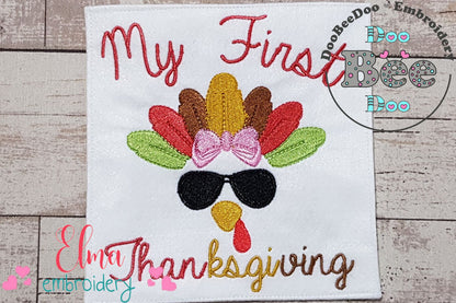 My First Thanksgiving Turkey Girl - Fill Stitch
