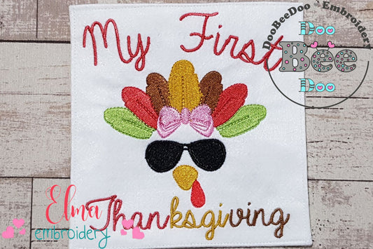 My First Thanksgiving Turkey Girl - Fill Stitch