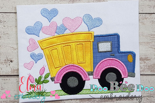 Love Truck Full of Hearts - Applique Embroidery