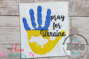 Pray for Ukraine Hand Map - Fill Stitch