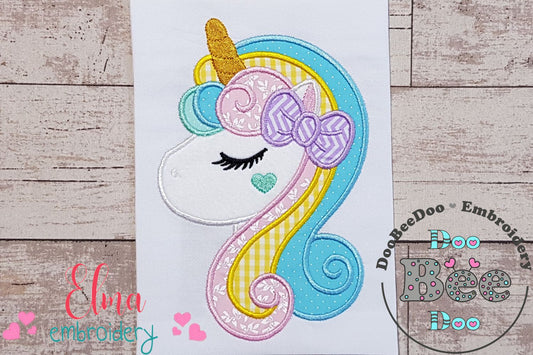 Unicorn with Bow - Applique - Machine Embroidery Design