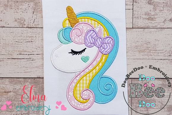 Unicorn with Bow - Applique - Machine Embroidery Design
