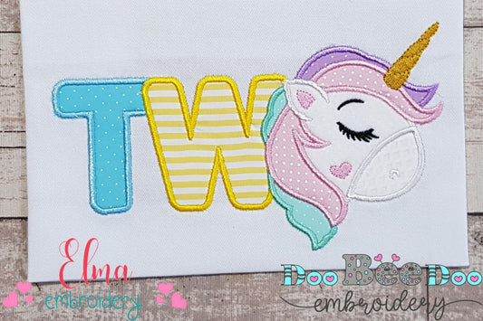 Unicorn Two 2nd Birthday - Applique
