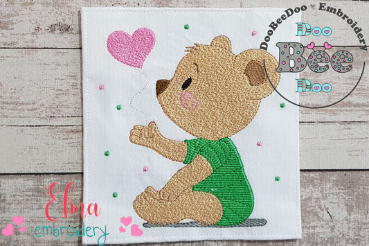 Valentine Baby Bear Heart - Fill Stitch