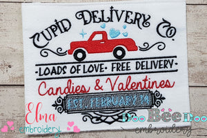 Farmhouse Valentines Sign Cupid Delivery Co. - Fill Stitch