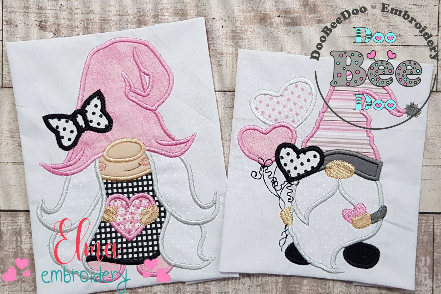Valentines Gnomes Girl and Boy - Applique - Set of 2 designs