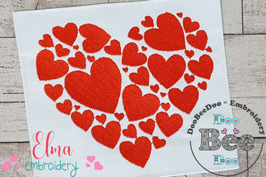Lots of Hearts - Fill Stitch - Machine Embroidery Design