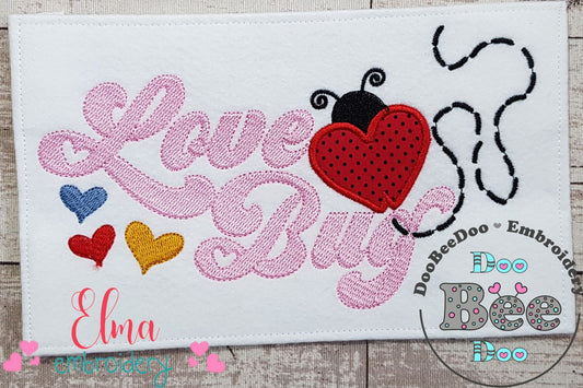 Love Bug Ladybug - Applique - Machine Embroidery Design