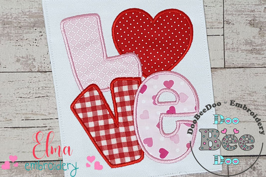 Love Heart Word  - Applique - Machine Embroidery Design