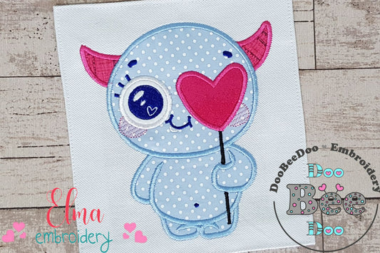 Cute Little Valentines Monster - Applique