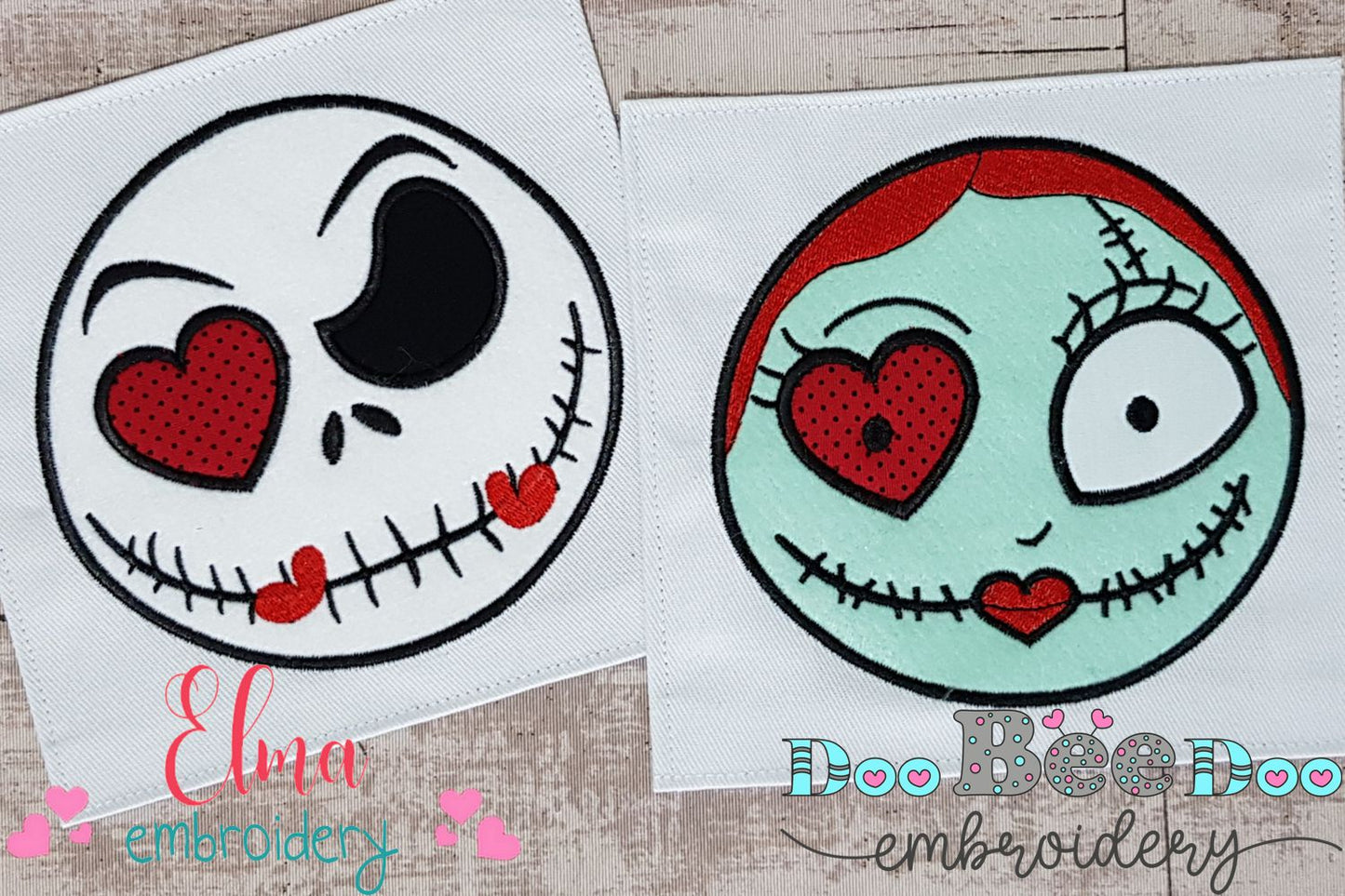 Valentines Skellington Boy and Girl - Applique - Set of 2 designs
