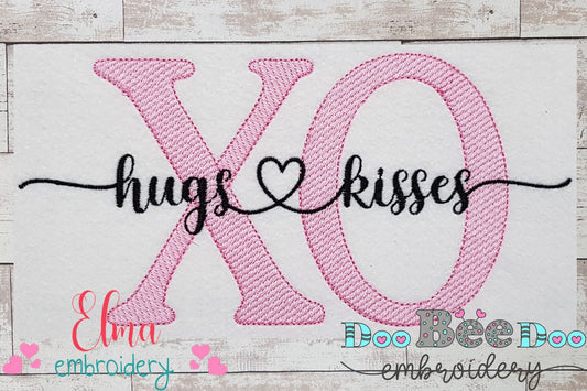 Valentines XO Hugs and Kisses - Fill Stitch