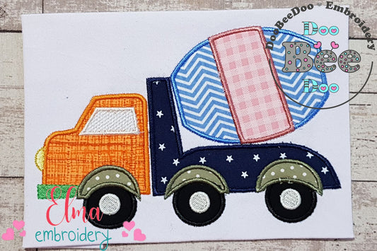 Cement Mixer Truck  - Applique - Machine Embroidery Design