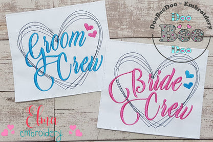 Bride Crew and Groom Crew Heart - Fill Stitch - Set of 2 designs