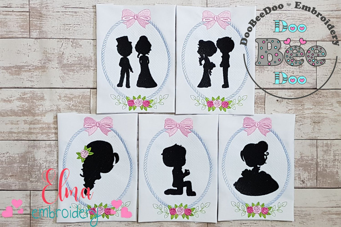 Groom and Bride Wedding Frames - Applique - Set of 5 designs